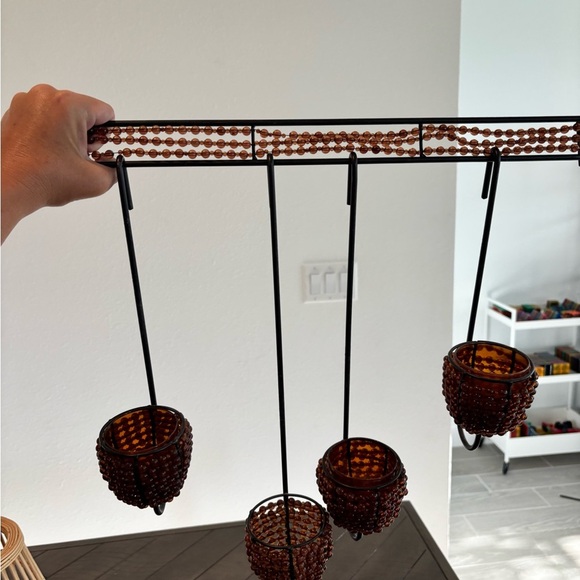 Vintage 70s Vibe Amber Brown Hanging Candle Holders - Picture 2 of 6